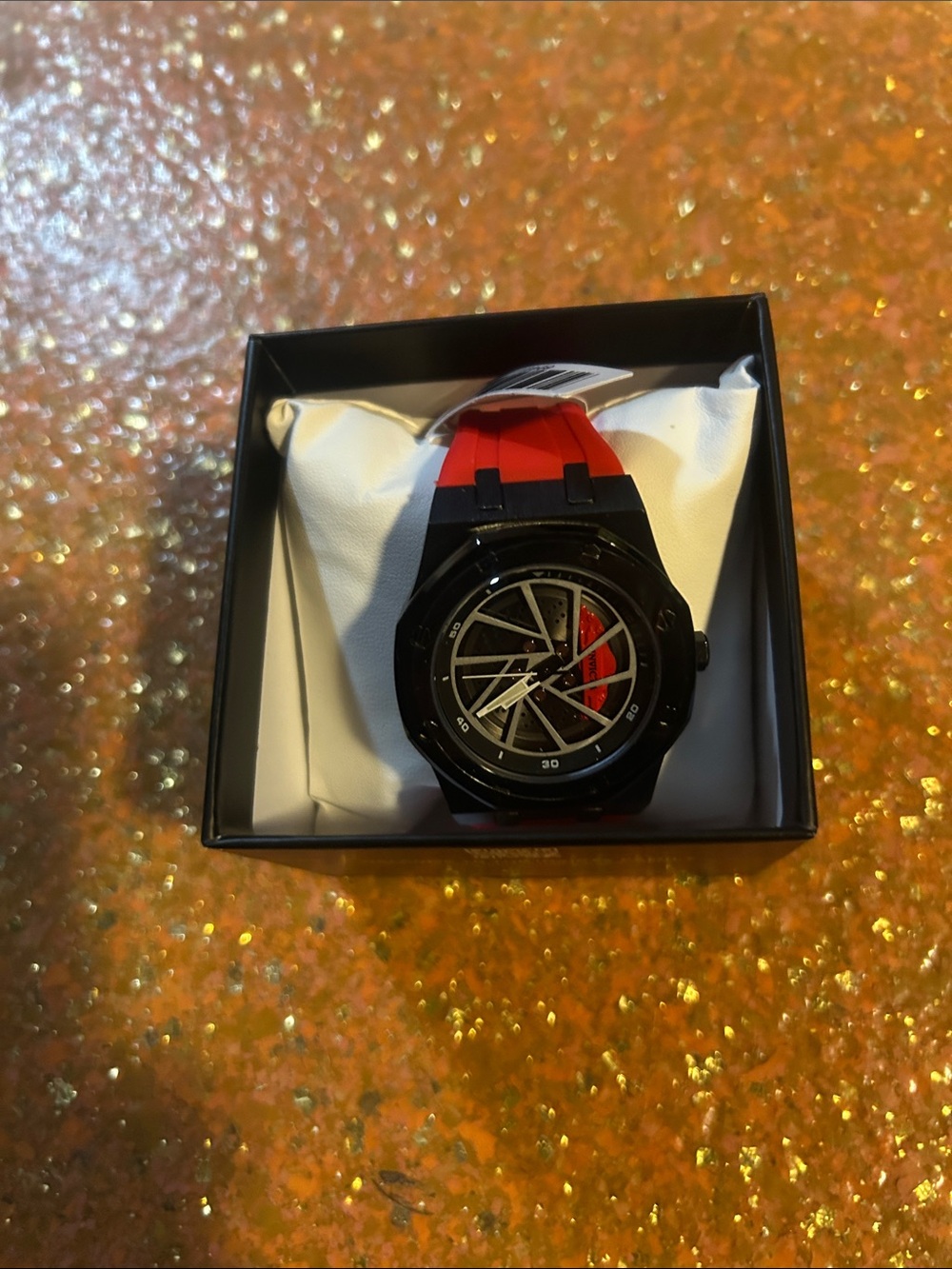 Invicta Black and Red Sport Watch with Geometric Dial
